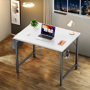 Sevobal Desks Game Computer Desk, Home Office Desk, Desk For Studying, Writing, Working , Gaming, Modern Simple, White, 63"*26"*29.8" - 1 of 4