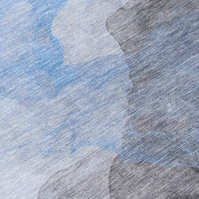 HomeRoots 3' X 5' Sky Blue And Gray Abstract Washable Indoor Outdoor Area Rug
