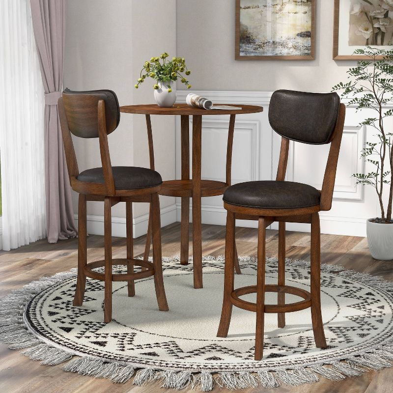 3pc Singhe Transitional Counter Height Dining Set Brown/Merlot - HOMES: Inside + Out, 3 of 14