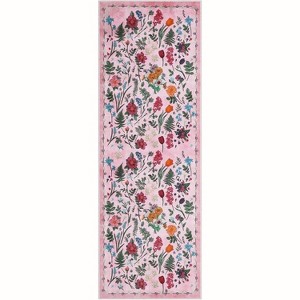 Acekool Floral Washable Rugs - Soft Non-Slip Indoor Area Rugs - 1 of 4