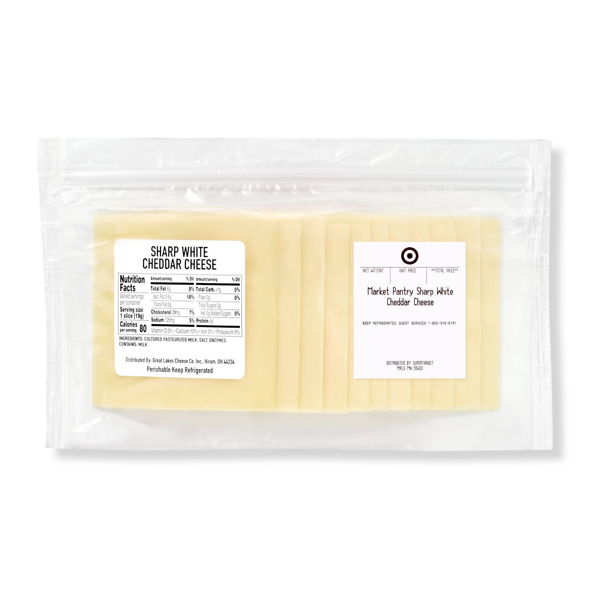 Sharp White Cheddar Cheese - price per lb - 0.4-0.7lbs - Market Pantry™