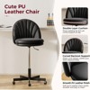 COMHOMA Vanity Chair with Back, Velvet Desk Chair Gift for Girls, Small Office Chair with Wheels, Stylish Bedroom and Living Room - 3 of 4