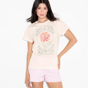 Women's Rococo Floral Short Sleeve Graphic T-Shirt - Cream - 1 of 3