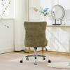 Gulches Green Chenille Tufted Button Chrome Base Adjustable Swivel Office Chair Set of 1 Wide Seat Triple Elastic Cushion Modern Desk Chair - 4 of 4