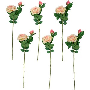 Northlight Real Touch™ Light Pink Artificial Rose Stems, Set of 6 - 26" - 1 of 4