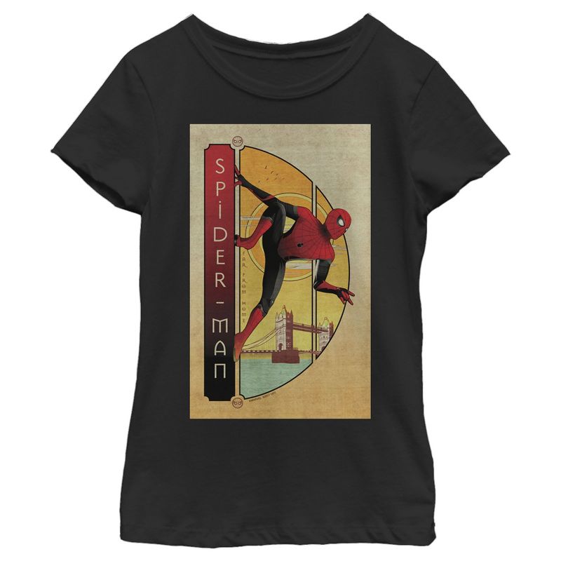 Girl's Marvel Spider-Man: Far From Home Vintage Poster T-Shirt, 1 of 4