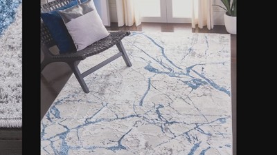 Amelia Abstract Square Area Rug in Grey and Black, Hand-Knotted Synthetic