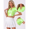 INSPIRE CHIC Women's Keyhole Metallic Short Sleeve Party Shiny Holographic Crop Top - 2 of 4