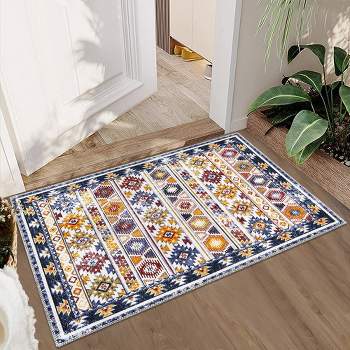 Washable Rug Boho Distressed Rug Stain Resistant Moroccan Accentt Carpet