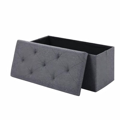 COMHOMA Folding Storage Ottoman Bench 30"/35"/43"/47" Foot Rest Bed Bench for Room, Gray