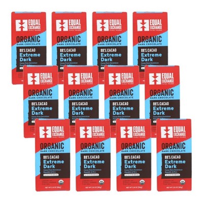 Equal Exchange Organic Dark Chocolate 88% Cacao Extreme Dark Bar - Case of 12/2.8 oz