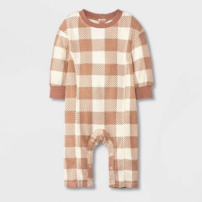 Image of Grayson Collective Baby Boys' Seamed Romper - Brown 6-9M