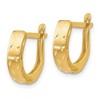Black Bow Jewelry Small 3.5 x 12.5mm 14k Yellow Gold Brushed & Diamond-Cut Hinged Hoops - 2 of 4