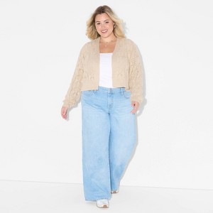 Women's Long Sleeve Shawl Collar Open Work Cardigan - Wild Fable™ - 1 of 3