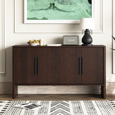 Whisen 4-Door Large Storage Retro Sideboard with Adjustable Shelves and Long Handles