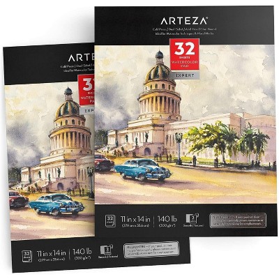 Arteza Expert Watercolor Pad, 11" x 14", 32 Sheets - Pack of 2 (ARTZ-8891)