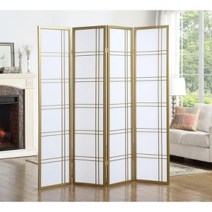 NicBex 4-Panel Room Divider for Home, Divider for Room Separation, Folding Fabric Privacy Screen with Striped Plaid for Office, Gold - 1 of 4