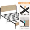 Boho Bed Frame with Natural Rattan Headboard & Solid Wood Footboard - Under Bed Storage Space - 4 of 4