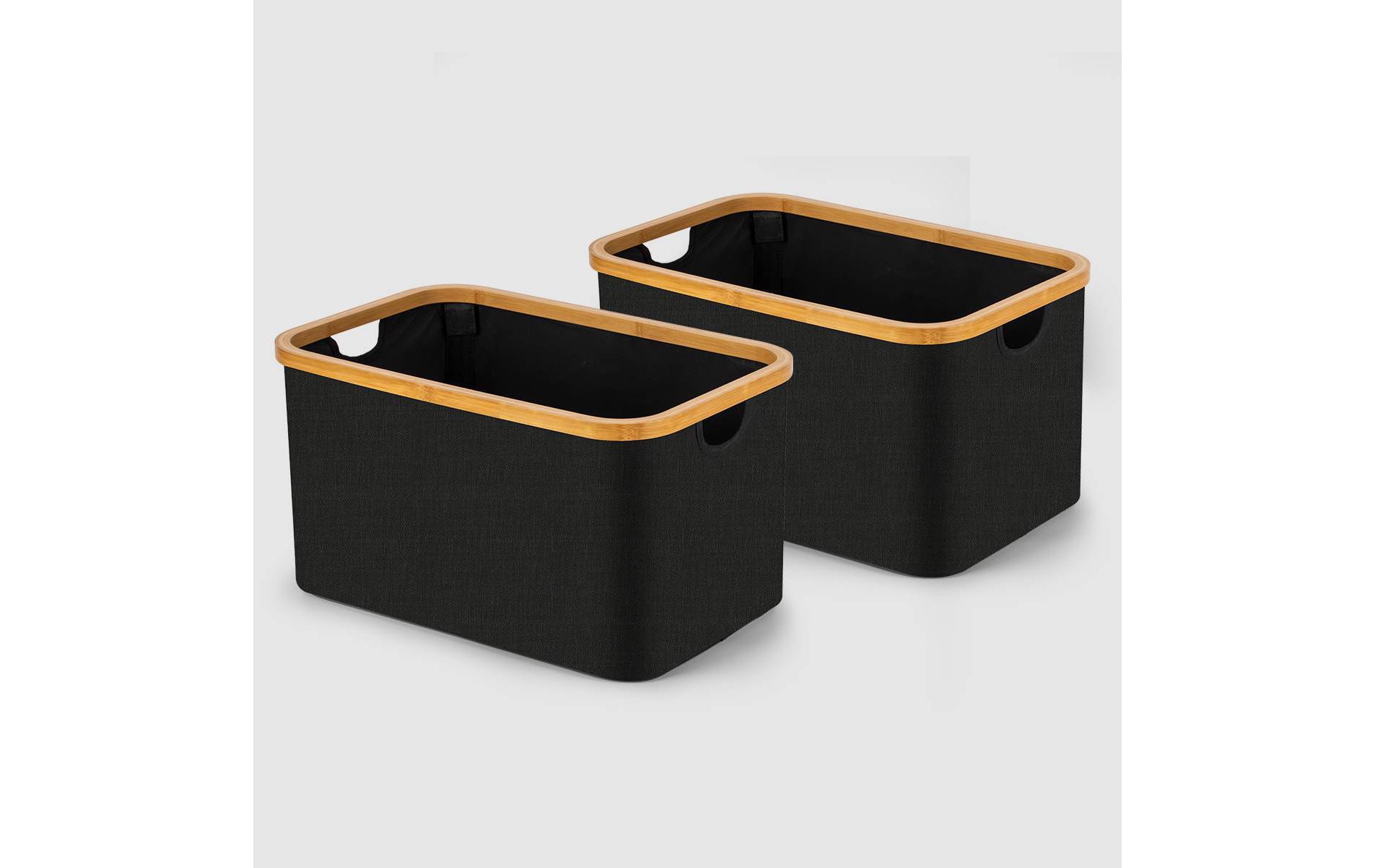 VUSIGN Bamboo Wood Frame Storage Large Black