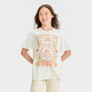 Girls' Short Sleeve Graceful Dead Graphic T-Shirt - art class™ Cream - 1 of 4