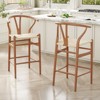 PAGED Set of 2 Y-Shaped Bar Stools,27'' Counter Stools with Woven Papercord Seat,Bar Chairs for Home Pub & Kitchen Island - 2 of 4