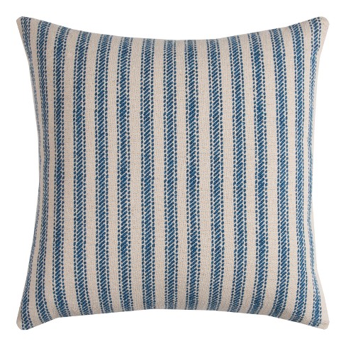 Comfy Cotton Striped Throw Pillow Covers Cases, Soft Decorative Square Ticking Cushion Covers for Sofa Couch (18 x 18 Inches, Pillow Insert+ Pillow