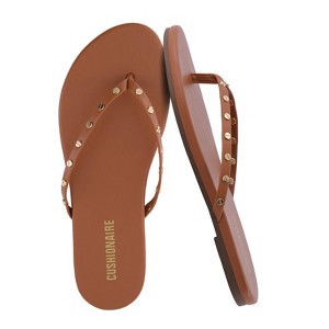 CUSHIONAIRE Confetti Women’s Studded Flip Flop Sandal – Slip-On Thong with Memory Foam & Stylish Rivet Strap - 1 of 4