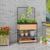 Tangkula Raised Wooden Garden Bed with Metal Trellis 59” Elevated Planter Box with Open Storage Shelves Removable Grid Divider - 2 of 4