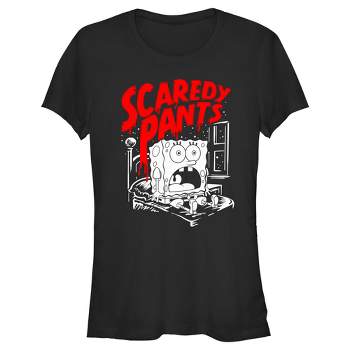 Juniors Womens SpongeBob SquarePants Scaredy Pants T-Shirt