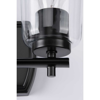 Adley Black 2-Light Bath Wall Fixture with Clear Glass Shades
