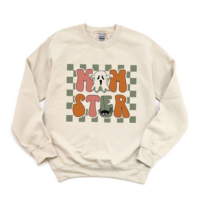 Simply Sage Market Women's Graphic Sweatshirt Checkered Momster Ghost