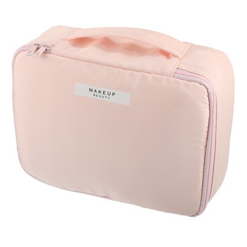 Unique Bargains Pink Makeup Bag Cosmetic Travel Bag Large Makeup