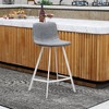 LeisureMod Elland Leather Bar Stool – Modern Counter Height Stool with White Stainless Steel Legs for Kitchen Island or Home Bar Set of 2 - 3 of 4