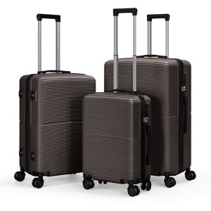 Oumilen Hardside Spinner Luggage Sets in Coffee Brown, 3 Piece, TSA Lock - 1 of 1