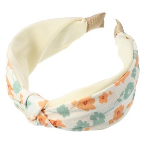 Unique Bargains Women's Wide Floral Knot No Slip Fashion Headbands 2.36" Beige - 1 of 4