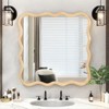 FONTOI Wavy Rectangle Wall Mirror, 36"*36" Square Mirror Wall Decor for Bathroom Bedroom Living Room Cloakroom Entryway, Brown, 35.8"*1.18"*35.8" - 2 of 4