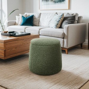 CAVINAS Round Boucle Fabric Storage Ottoman Bench with Removable Lids,Upholstered Storage Ottoman,Storage Benches for Living Room,Bedroom - 1 of 4