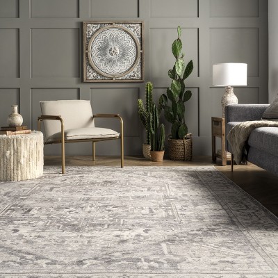 Brielle Gray 4' x 6' Washable Medallion Area Rug