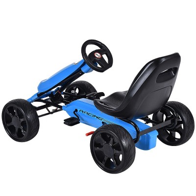 Blue Pedal Powered Kids Go Kart with Adjustable Seat