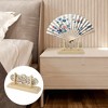 Unique Bargains Detachable Folding Fan Style Ink Shadow Fan Display Stand Light Brown 1 Pc - 4 of 4