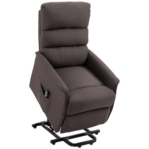 HOMCOM Power Lift Assist Recliner Chair for Elderly with Remote Control, Linen Fabric Upholstery - 1 of 4