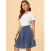 INSPIRE CHIC Women's High Waist A-Line Flared Pleated Above Knee Denim Skirt - 4 of 4