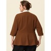 Agnes Orinda Women's Plus Size Notched Lapel Ruffle Peplum Ruched Buttons Outfits Blazers - 4 of 4