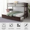 Tangkula Twin Convertible Bunk Beds with Trundle & Ladder for Kids White/Espresso - 2 of 4
