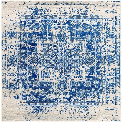 Mark & Day Amelia 6'7"x6'7" Square Woven Indoor Area Rugs Navy: Stain-Resistant, Pet Friendly, Traditional Medallion Design