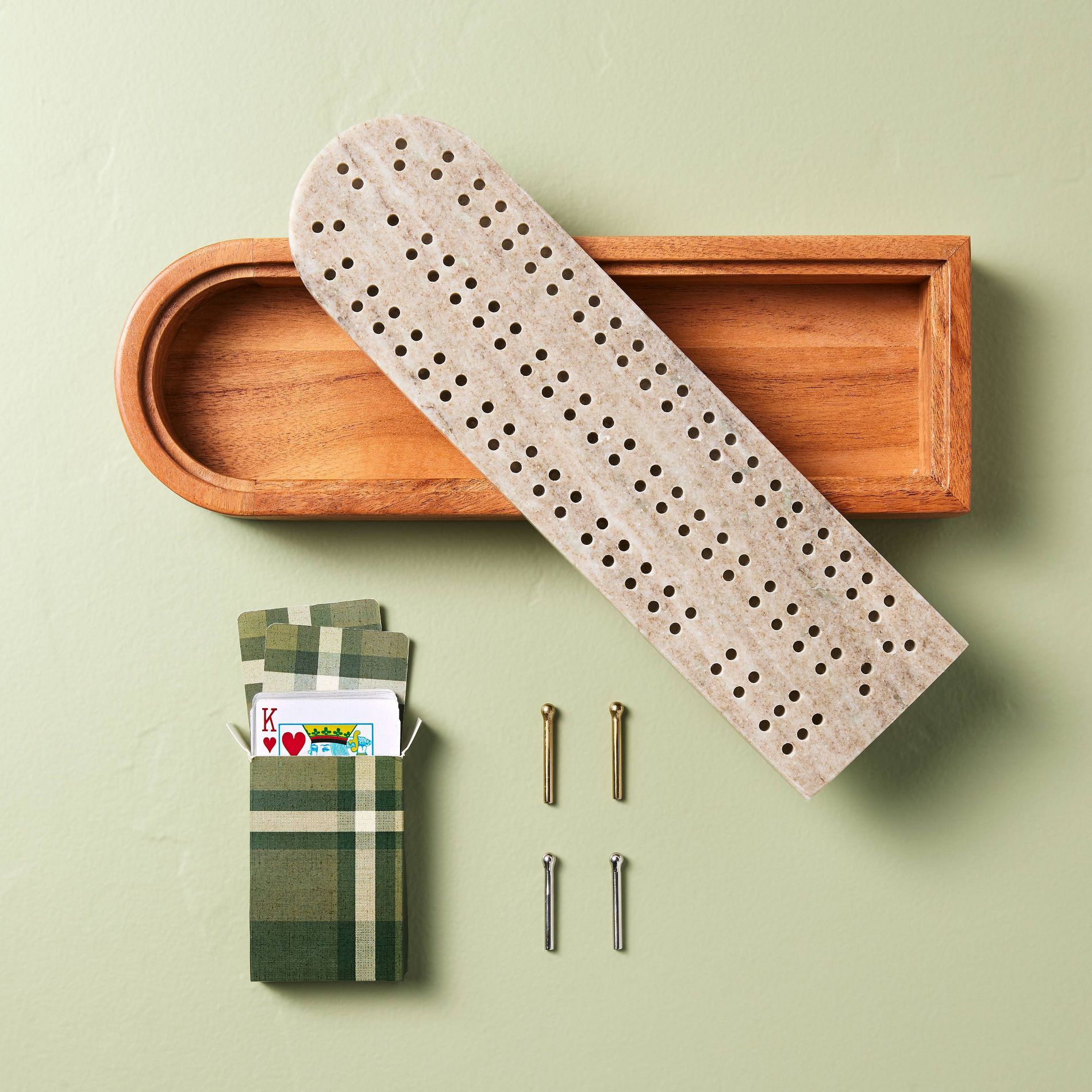 Marble and Wood Cribbage Board - Hearth & Hand™ with Magnolia