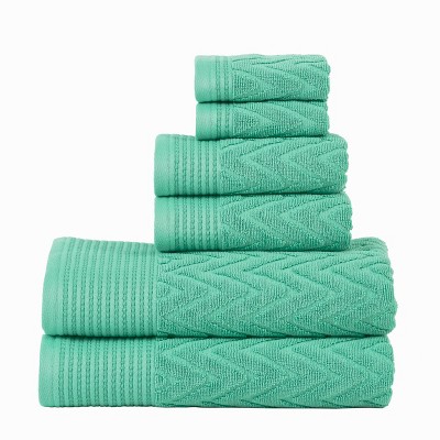 Chevron Zero Twist Cotton Solid and Jacquard 6 Piece Bathroom Towel Set by Blue Nile Mills