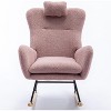 Acekool Boucle Rocking Chair - Plush Glider with High Back & Dual Side Pockets - 3 of 4