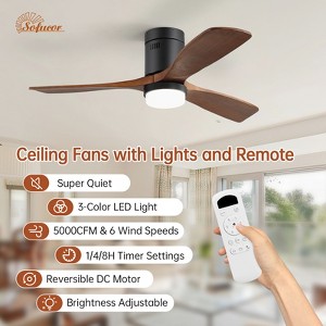 52 Inch Flush Mount Ceiling Fan with Remote Control, Wood Blades Modern Outdoor Ceiling Fans for Bedroom/Farmhouse/Patio/Indoor Quiet DC Motor - 1 of 4