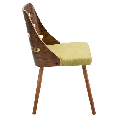 Green Upholstered Walnut Ladderback Side Chair